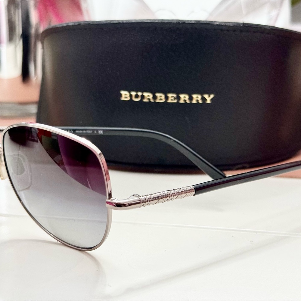 Burberry Silver Aviator Sunglasses - Picture 7 of 8